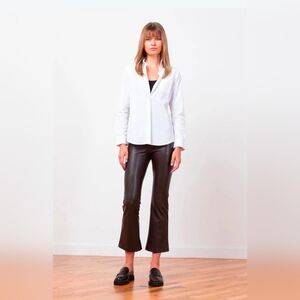 Avenue Montaigne Leo Pleather Cropped Flare Pull On Pant Brown Size 2 NWOT